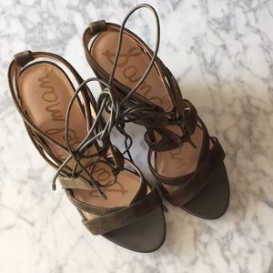 Sam Edelman lace up sandals green moss 8.5